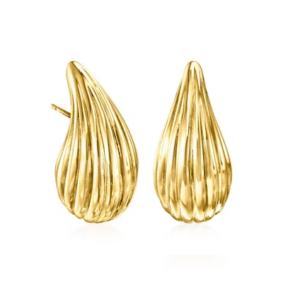 Ross-simons Italian 18kt Yellow Gold Fluted Teardrop Earrings