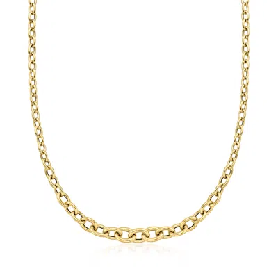 Ross-simons Italian 18kt Yellow Gold Graduated Cable-link Necklace In Multi