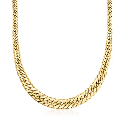 Ross-simons Italian 18kt Yellow Gold Graduated Cuban-link Necklace In Multi