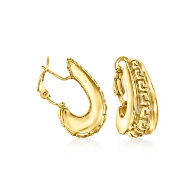 Ross-simons Italian 18kt Yellow Gold Greek Key J-hoop Earrings