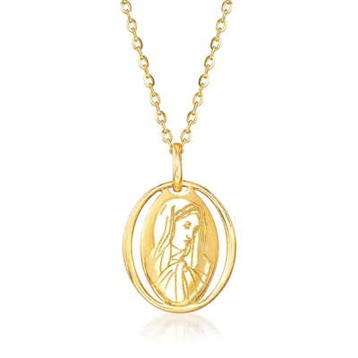 Ross-simons Italian 18kt Yellow Gold Holy Mary Pendant Necklace In Multi
