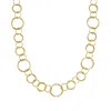 Ross-simons Italian 18kt Yellow Gold Long Textured Circle-link Necklace In Multi
