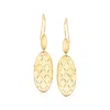 Ross-simons Italian 18kt Yellow Gold Oval Drop Earrings