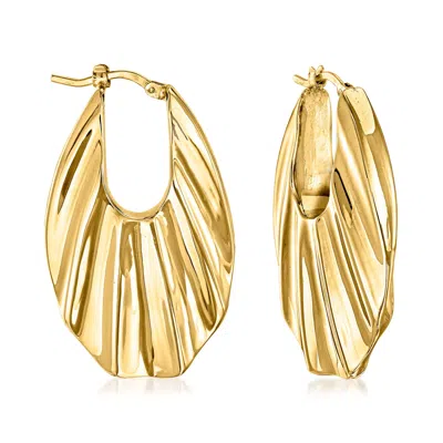 Ross-simons Italian 18kt Yellow Gold Ribbed Hoop Earrings