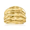 Ross-simons Italian 18kt Yellow Gold Ribbed Ring In Gold