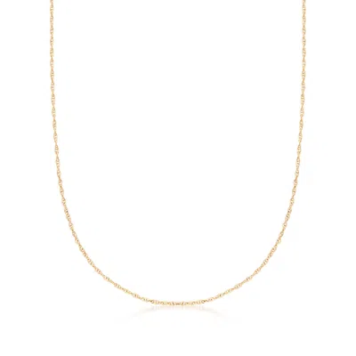 Ross-simons Italian 1mm 14kt Yellow Gold Rope Chain Necklace In White