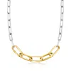 Ross-simons Italian 2-tone Sterling Silver Enlarged Paper Clip Link Necklace In Gold