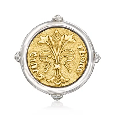 Ross-simons Italian 2-tone Sterling Silver Replica Florin Coin Ring In White