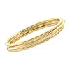 Ross-simons Italian 22kt Gold Over Sterling Jewelry Set: 3 Polished Bangle Bracelets In Multi