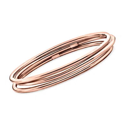 Ross-simons Italian 22kt Rose Gold Over Sterling Jewelry Set: 3 Polished Bangle Bracelets In Multi