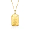 Ross-simons Italian 24kt Yellow Gold 1-gram Ingot Pendant Necklace With 14kt Yellow Gold Frame In Multi