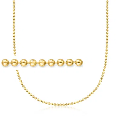 Ross-simons Italian 2.5mm 18kt Gold Over Sterling Bead-chain Necklace In Multi