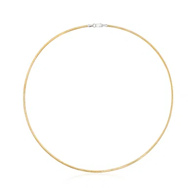 Ross-simons Italian 2mm Reversible Omega Necklace In Sterling Silver And 18kt Gold Over Sterling In Multi