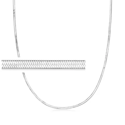 Ross-simons Italian 2mm Sterling Silver Herringbone Chain Necklace In Brown