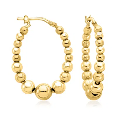 Ross-simons Italian 3-6mm 18kt Gold Over Sterling Bead Oval Hoop Earrings In Multi