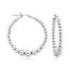 Ross-simons Italian 3-6mm Sterling Silver Graduated Bead Hoop Earrings In Multi