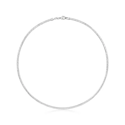Ross-simons Italian 3mm Sterling Silver Round Omega Necklace In Multi