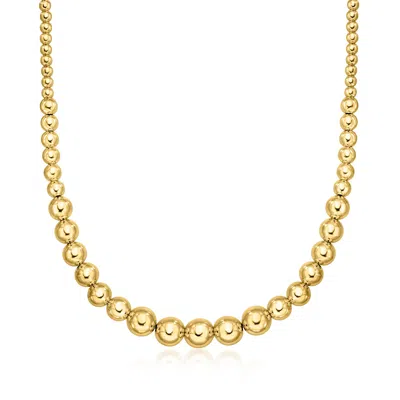 Ross-simons Italian 4-10mm 18kt Gold Over Sterling Graduated Bead Necklace In Multi