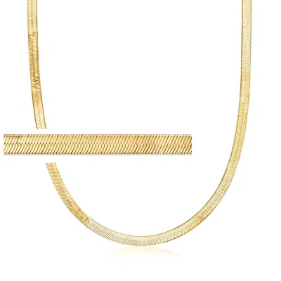 Ross-simons Italian 4mm 18kt Gold Over Sterling Herringbone Chain Necklace In Multi
