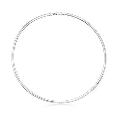 Ross-simons Italian 4mm Sterling Silver Domed Omega Necklace In Multi