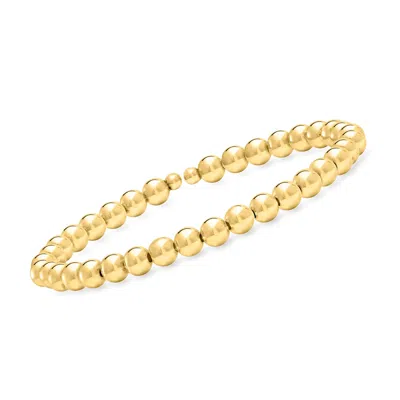 Ross-simons Italian 5mm 14kt Yellow Gold Bead Flex Cuff Bracelet