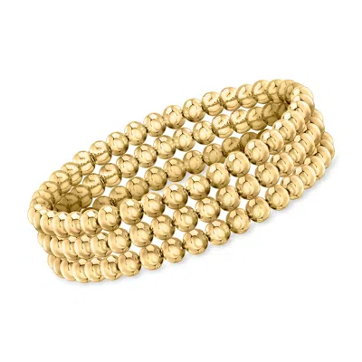 Ross-simons Italian 5mm 18kt Gold Over Sterling Jewelry Set: 3 Bead Stretch Bracelets In Multi