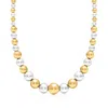 Ross-simons Italian 6-14mm Sterling Silver And 18kt Gold Over Sterling Graduated Bead Necklace In Multi