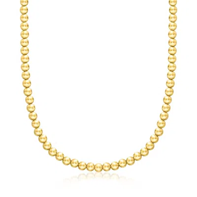 Ross-simons Italian 6mm 14kt Yellow Gold Bead Necklace In Multi