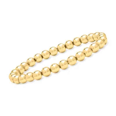 Ross-simons Italian 6mm 18kt Gold Over Sterling Bead Stretch Bracelet