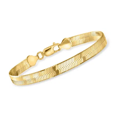 Ross-simons Italian 6mm 18kt Gold Over Sterling Herringbone Bracelet