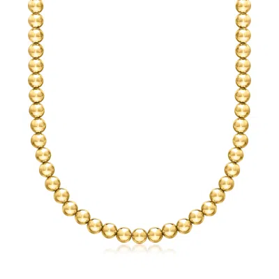 Ross-simons Italian 8mm 14kt Yellow Gold Bead Necklace In Multi