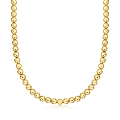 Ross-simons Italian 8mm 18kt Gold Over Sterling Bead Necklace In Multi