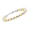 Ross-simons Italian 8mm Sterling Silver And 18kt Gold Over Sterling Bead Bracelet In Metallic