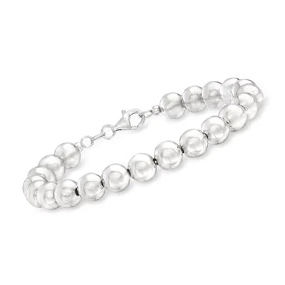 Ross-simons Italian 8mm Sterling Silver Bead Bracelet In Multi