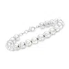Ross-simons Italian 8mm Sterling Silver Bead Bracelet In White