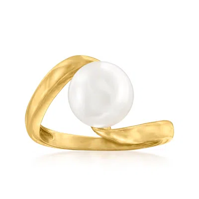 Ross-simons Italian 9-9.5mm Cultured Pearl Twisted Ring In 18kt Gold Over Sterling In Brown