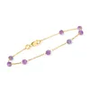 Ross-simons Italian Amethyst Bead Station Bracelet In 18kt Yellow Gold In Purple