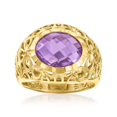 Ross-simons Italian Amethyst Openwork Ring In 14kt Yellow Gold In Purple