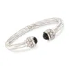 Ross-simons Italian Black Onyx And Cz Twisted Cuff Bracelet In Sterling Silver In Multi