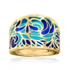 Ross-simons Italian Blue Enamel Ring In 14kt Yellow Gold In Yellow
