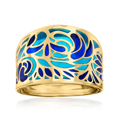 ROSS-SIMONS ITALIAN BLUE ENAMEL RING IN 14KT YELLOW GOLD