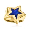 Ross-simons Italian Blue Enamel Star Ring In 18kt Gold Over Sterling In Yellow