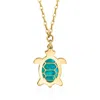 ROSS-SIMONS ITALIAN BLUE MOTHER-OF-PEARL TURTLE NECKLACE IN 14KT YELLOW GOLD