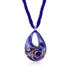 Ross-simons Italian Blue Murano Glass Pendant Necklace In 18kt Gold Over Sterling In Multi