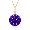 Ross-simons Italian Blue Murano Glass Stars And Moon Pendant Necklace In 18kt Gold Over Sterling In Yellow