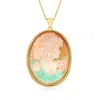 Ross-simons Italian Brown Shell Cameo Portrait Pendant Necklace With Multicolored Enamel In 18kt Gold Over Sterl In Orange