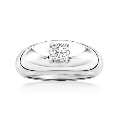 Ross-simons Italian . Cz Dome Ring In Sterling Silver In Metallic
