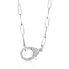 Ross-simons Italian Cz Oversized Lobster Clasp And Paper Clip Link Necklace In Sterling Silver In Multi