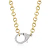 Ross-simons Italian Cz Oversized Lobster Clasp Necklace In Sterling Silver And 18kt Gold Over Sterling In Multi