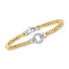 Ross-simons Italian Cz Popcorn-link Bracelet In Sterling Silver And 18kt Gold Over Sterling In Multi